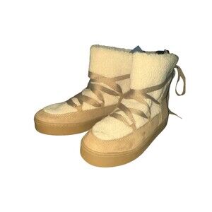 Universal Thread Sherpa Lined Lace-Up Winter Boots Tan Women’s 9.5 Cozy Platform